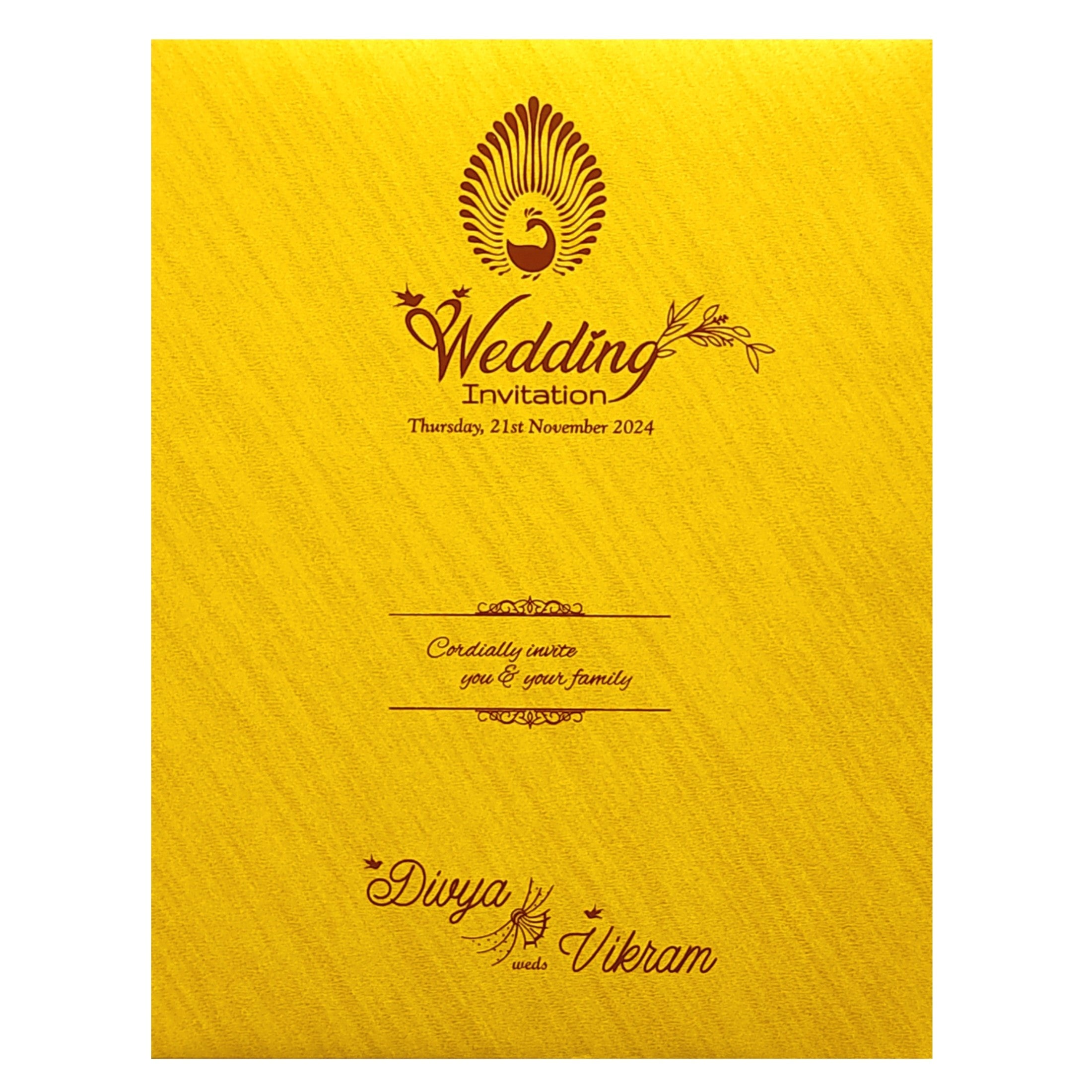 Gold Ganesha Nameplate Wedding Card-KNPJ1508G