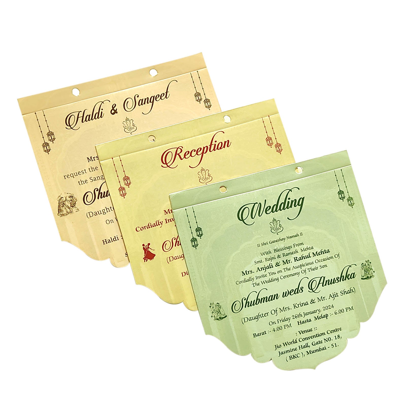 Cream Traditional Laser Cut Wedding Card-KRB07120