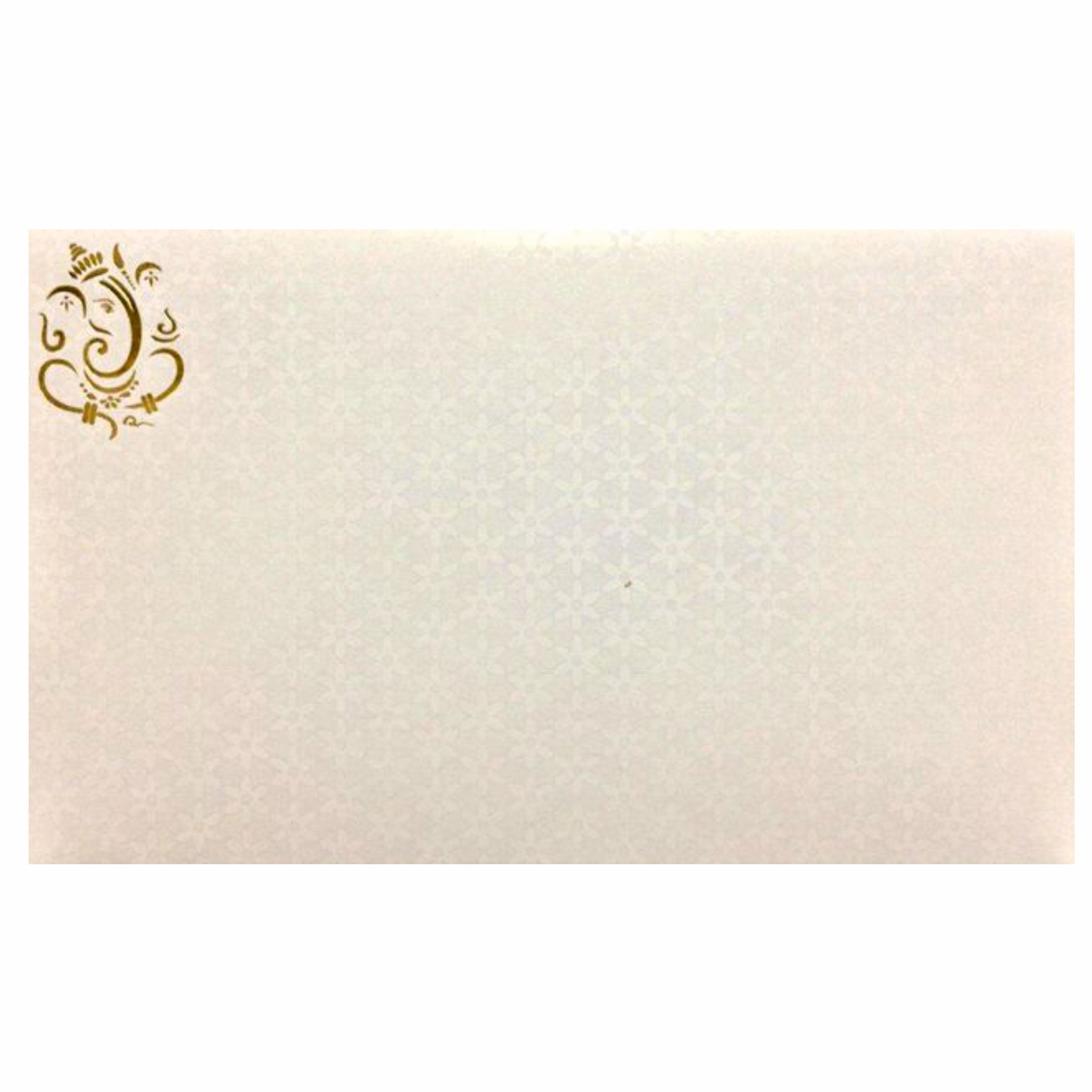 Gold Wolly Flower Ganesha Invitation Card-KNK30660