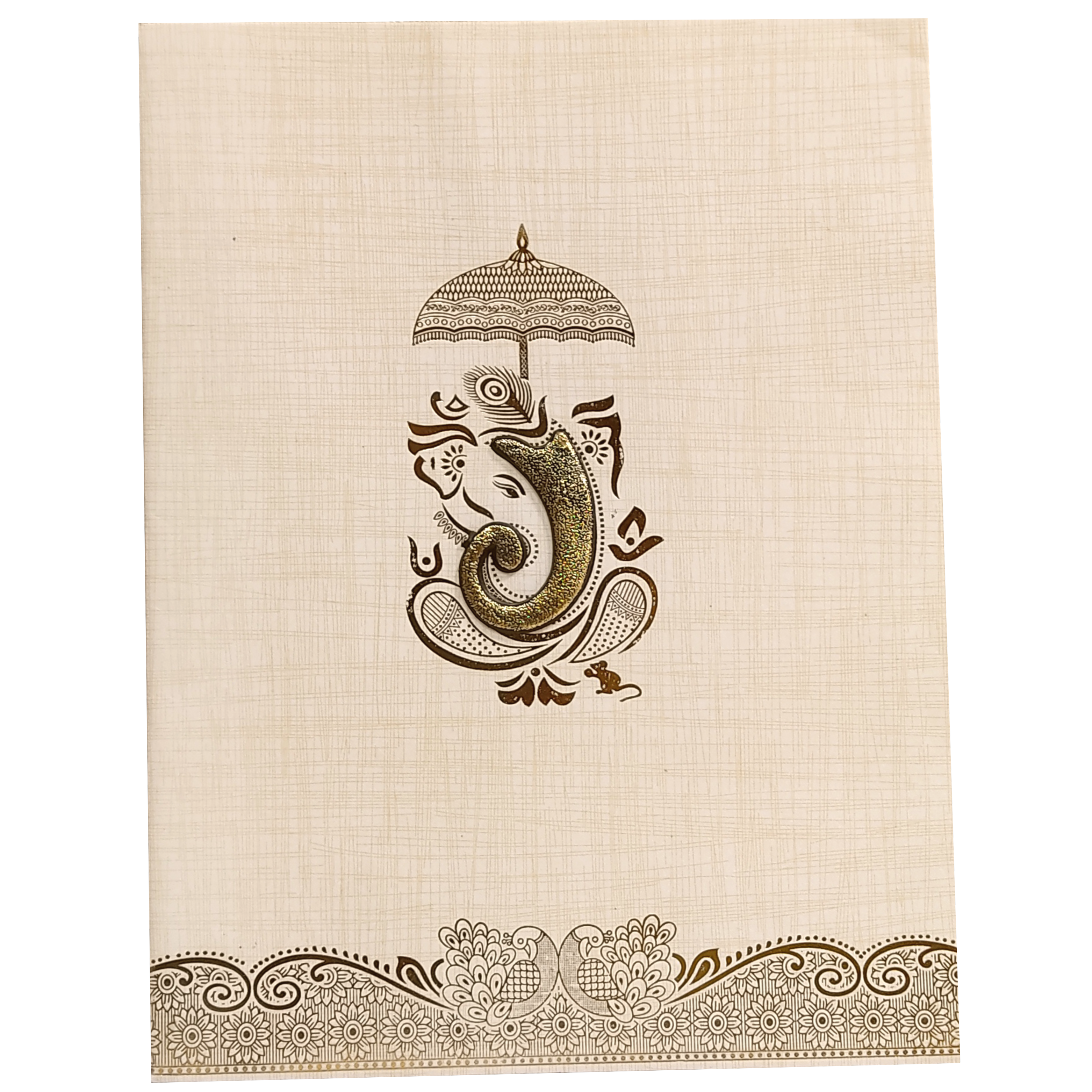 Sandal Metallic Invitation Card With A Floral Touch-KNK50162