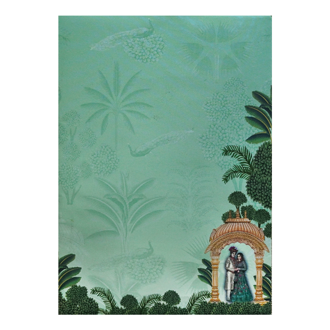 Green Bride and Groom Wedding Card-KNEP1611