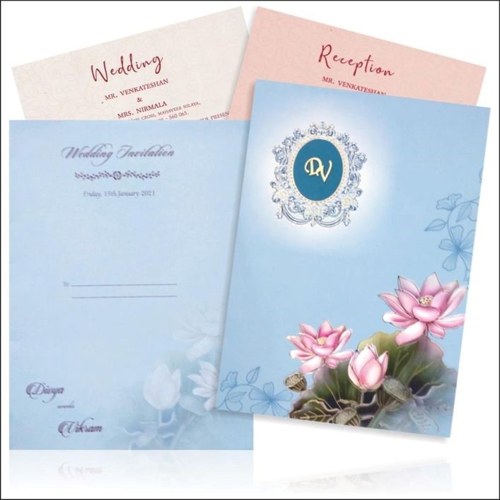 Lotus Flower Hindu Wedding Invitation Card Design