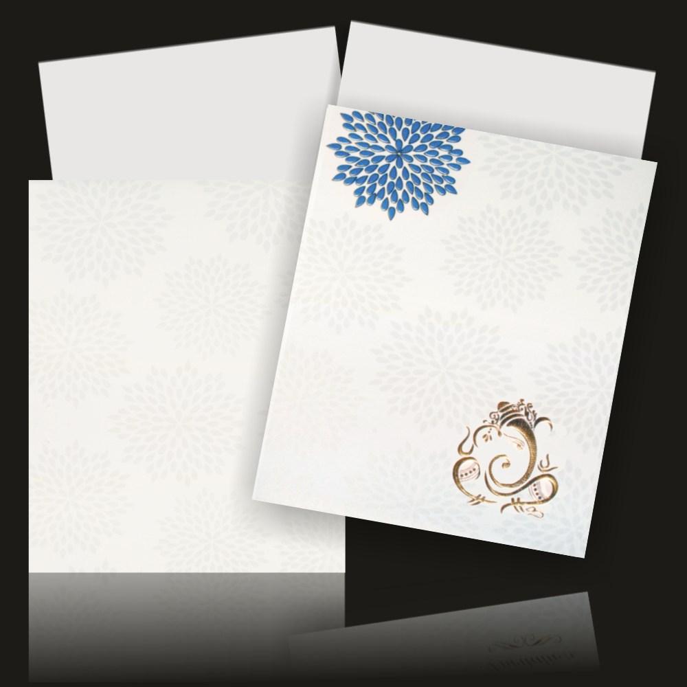 Fascinating Flower Theme With Ganesha Theme Wedding Card - KNCG1502