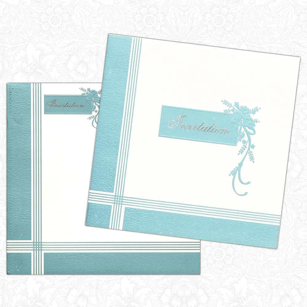 Invitation Card - Elegant White and Pale Blue Wedding Invite-KNK1210