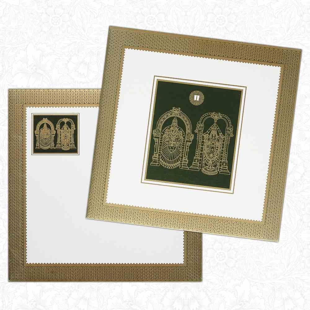 Invitation Card - Traditional Green Balaji Wedding Invitation Card-KNK1230