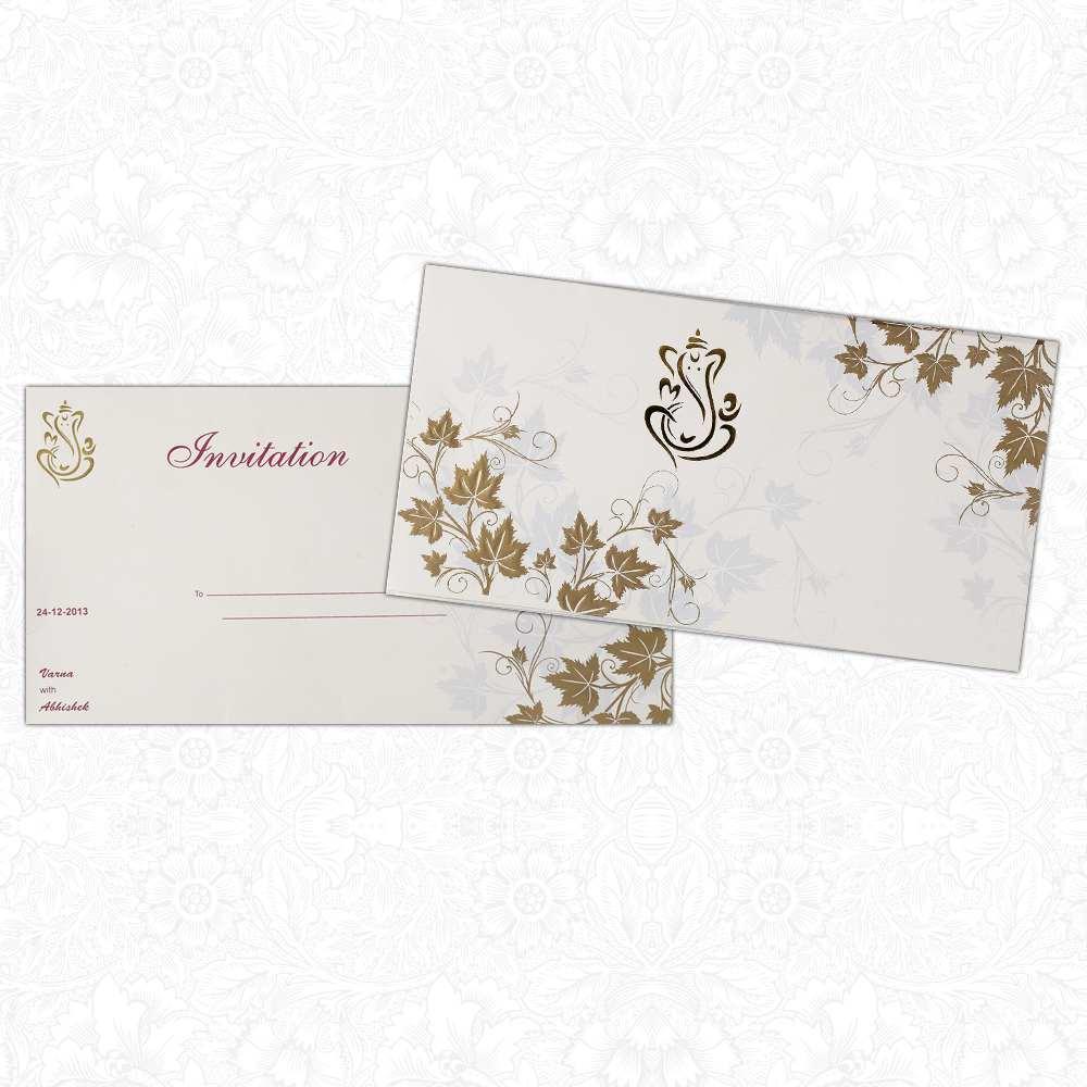 Invitation Card - Elegant White with Floral Imprints Invite-KNK1277-King of Cards