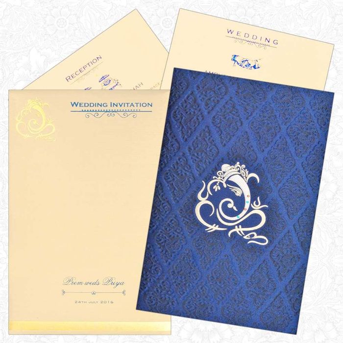 Blue Ganesha Invitation Card-King of Cards