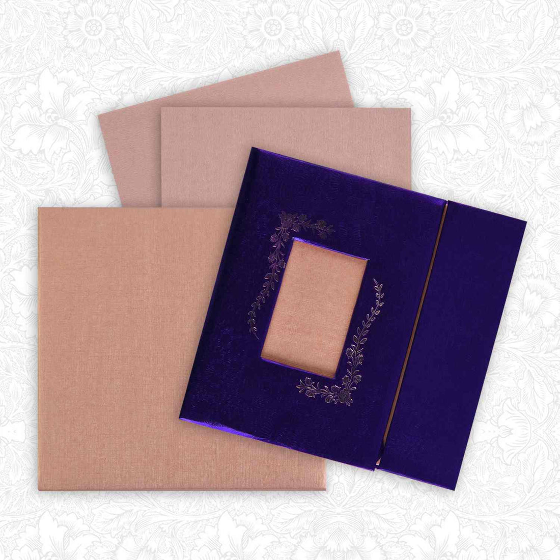 Blue Shading Door Type Personal Padded Wedding Card - KNK1443