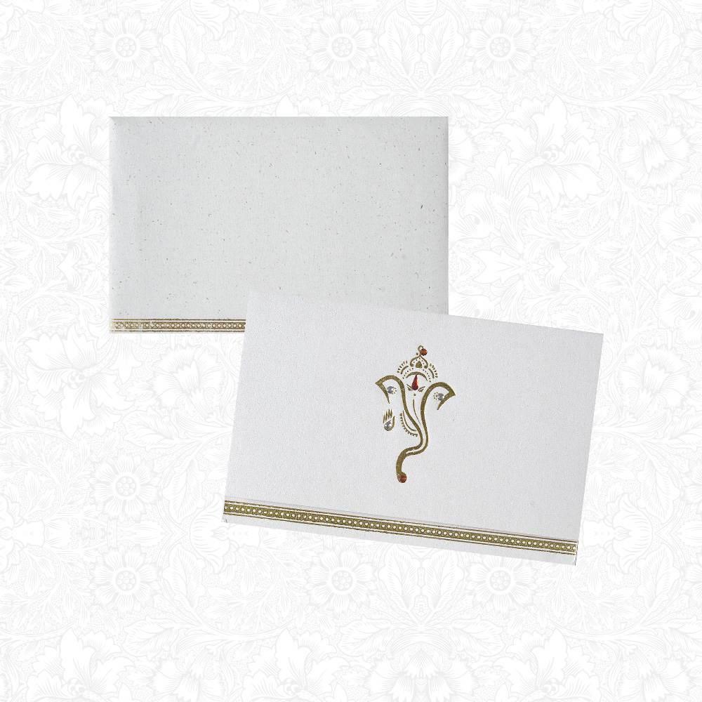 Invitation Card - Golden Designer Gajanan Hindu Invitation Card-KNK1460