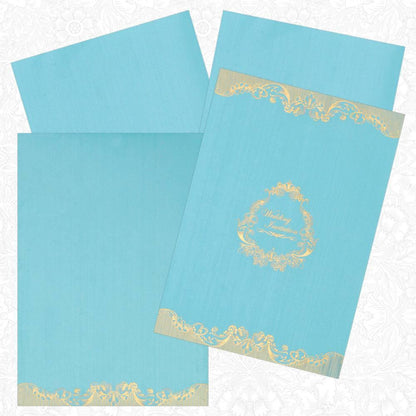 Blue Floral Wedding Invitation Card