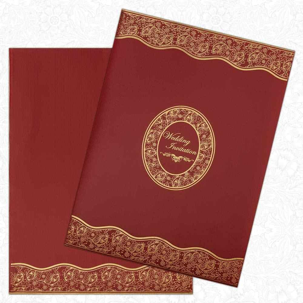 Maroon Designer Walima Wedding  Invitation Card -KNK1571