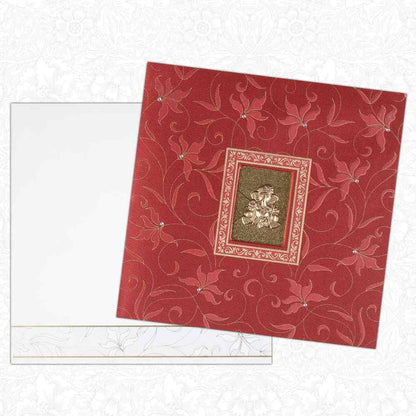 Invitation Card - Stunning Ganesha Card in Florals and Reds - KNK1765