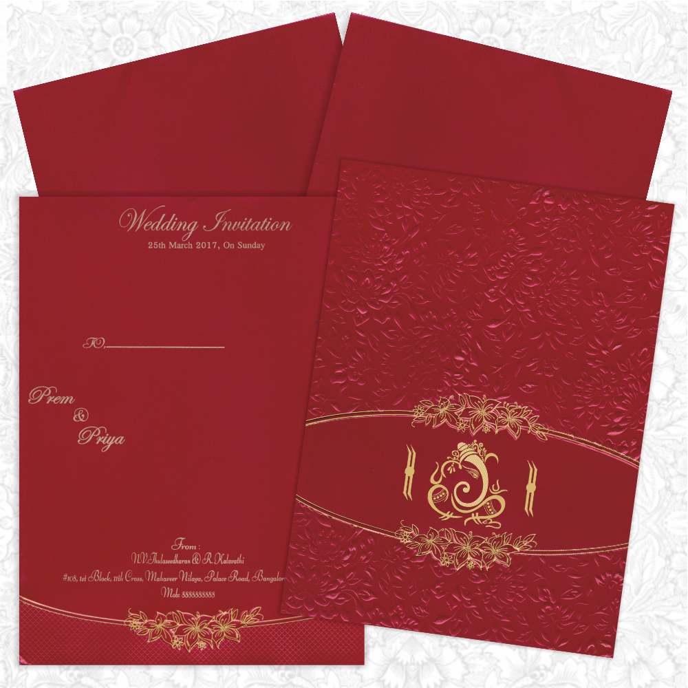 Classic Red Ganesha Wedding Invitation Card - KNK1776