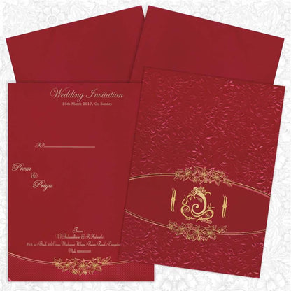 Classic Red Ganesha Wedding Invitation Card - KNK1776