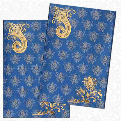 Invitation Card - Small Metallic Blue Wedding Card-KNK1878