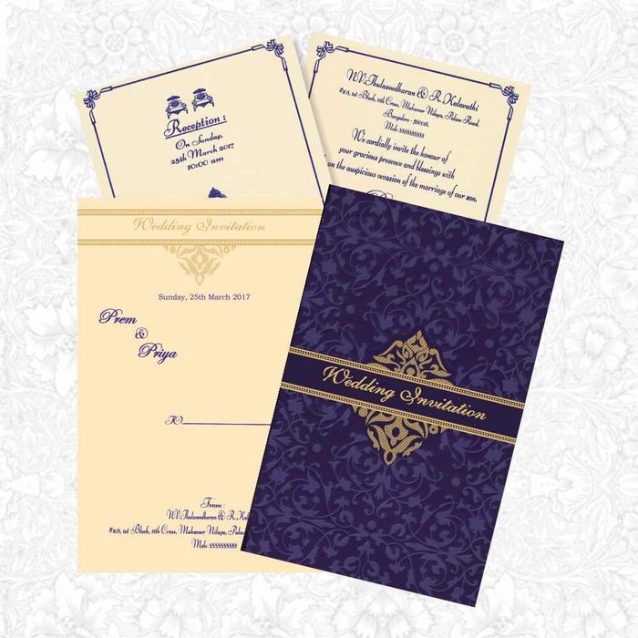 Blue Wedding Invitation Card-Knk1897-King of Cards