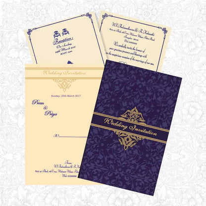Blue Wedding Invitation Card-Knk1897
