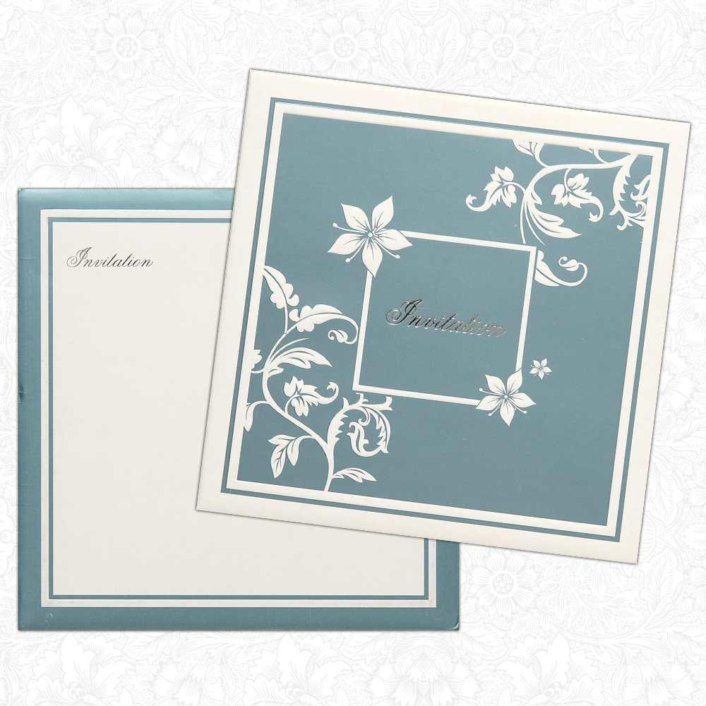 Invitation Card - Wedding Invitation in White and Pale Blue Colour-KNK1926