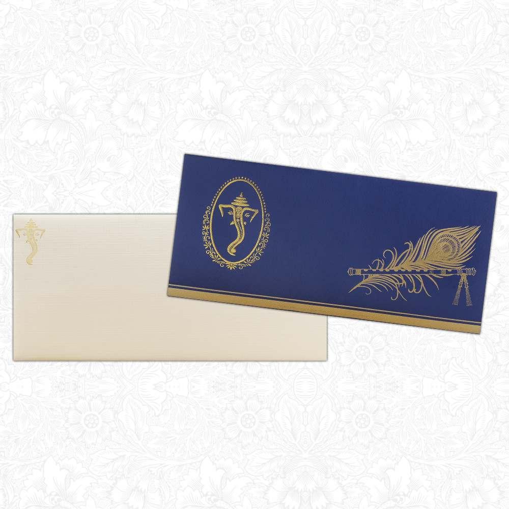 Blue Peacock Feather With Ganesha Design-King of Cards