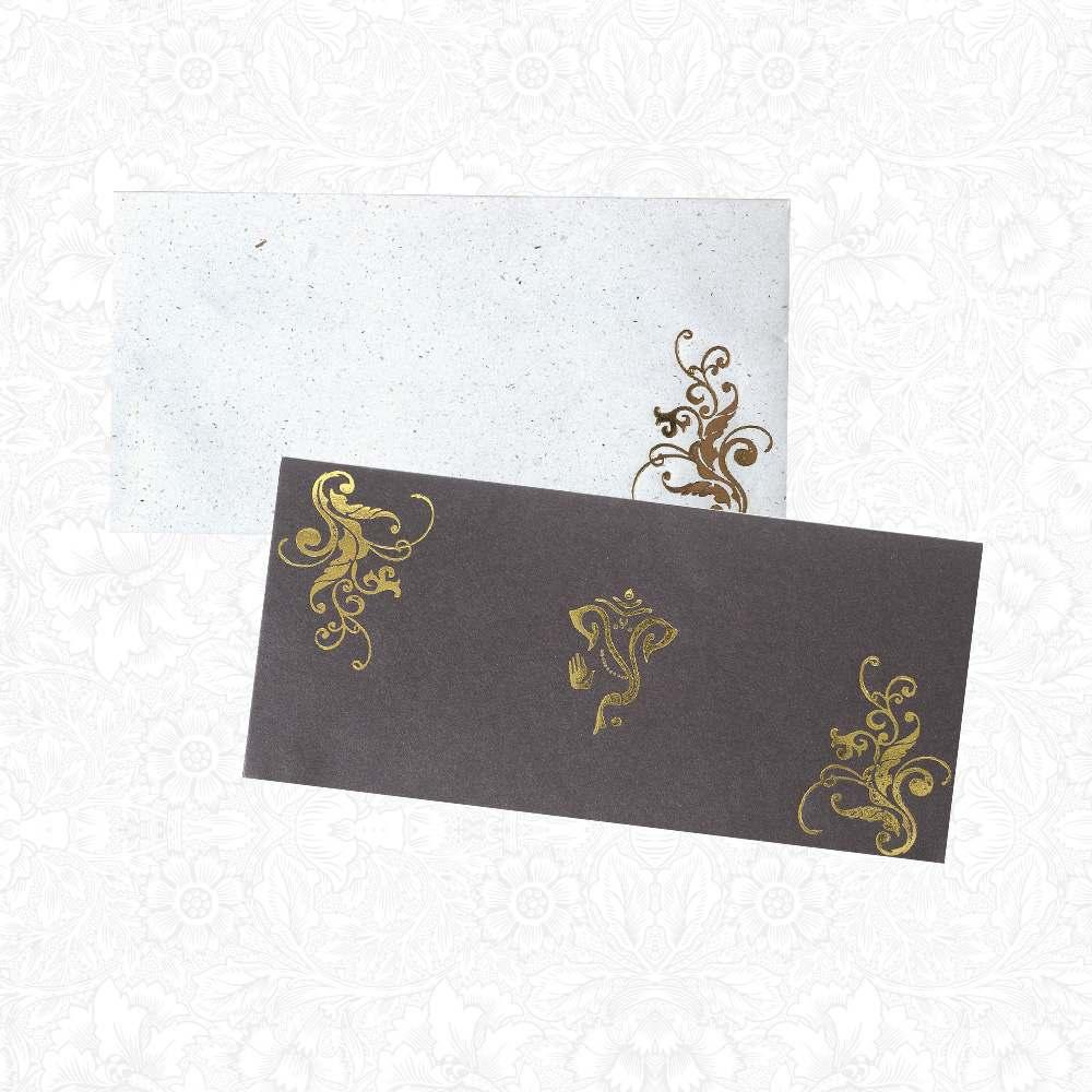 Golden Varaprada Ganesha Designer Personal Wedding Invitation Card-KNK2097