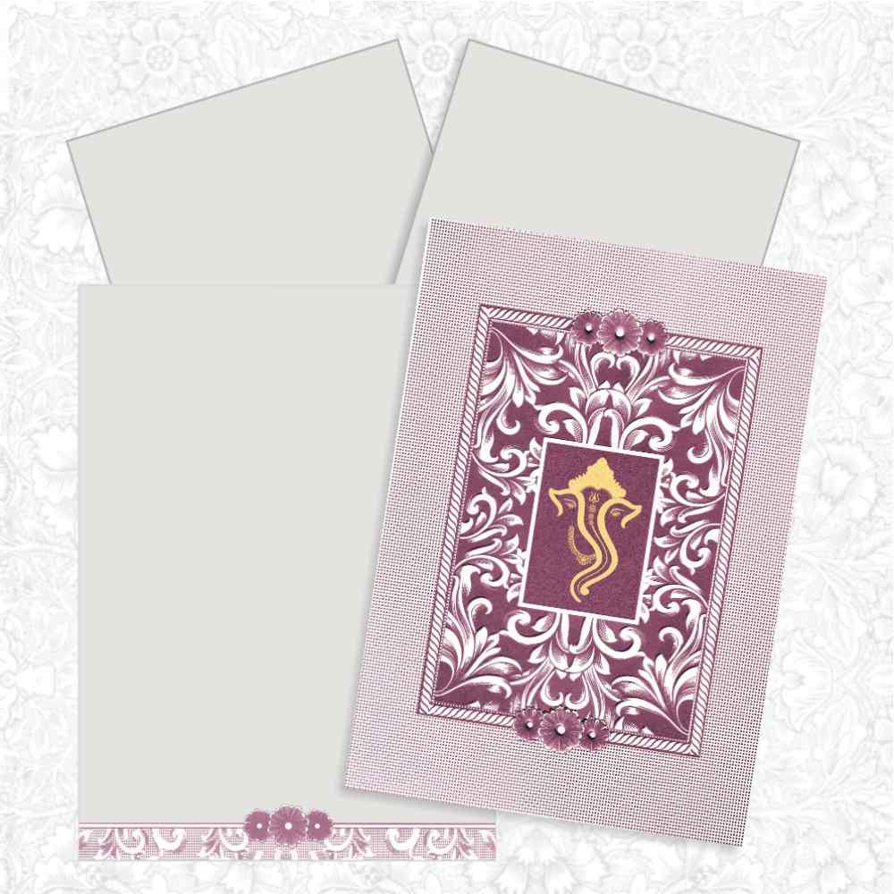 Pink Shading With Gold Ganesha Wedding Card - KNK2276