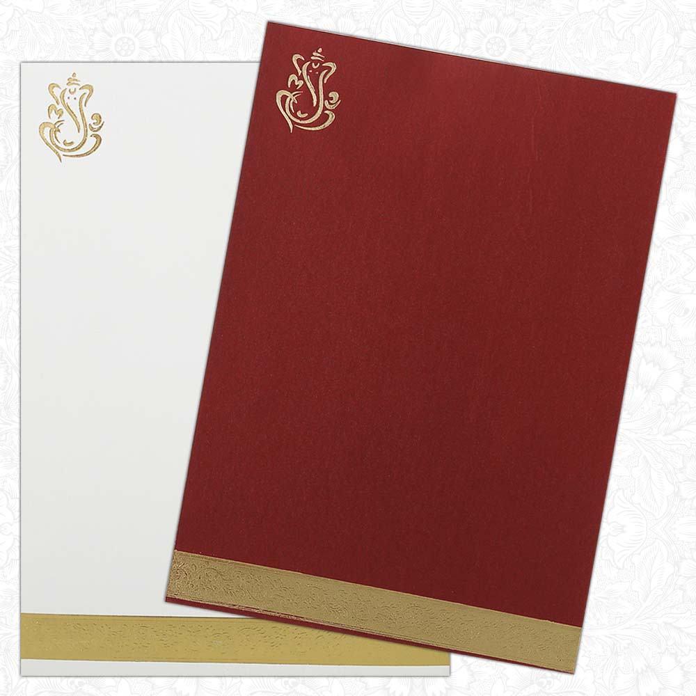 Invitation Card Elegant Maroon Ganesha Wedding Cards-KNK2389