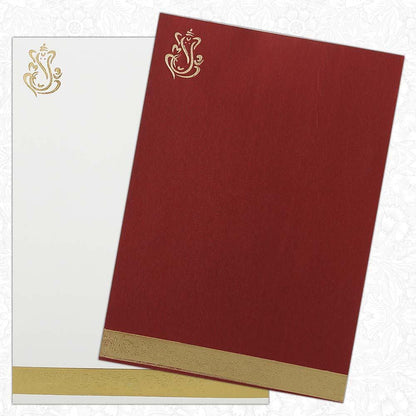Invitation Card Elegant Maroon Ganesha Wedding Cards-KNK2389