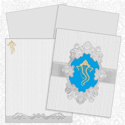 Invitation Card - Silver Blue Ganesha Card - KNK2471-King of Cards