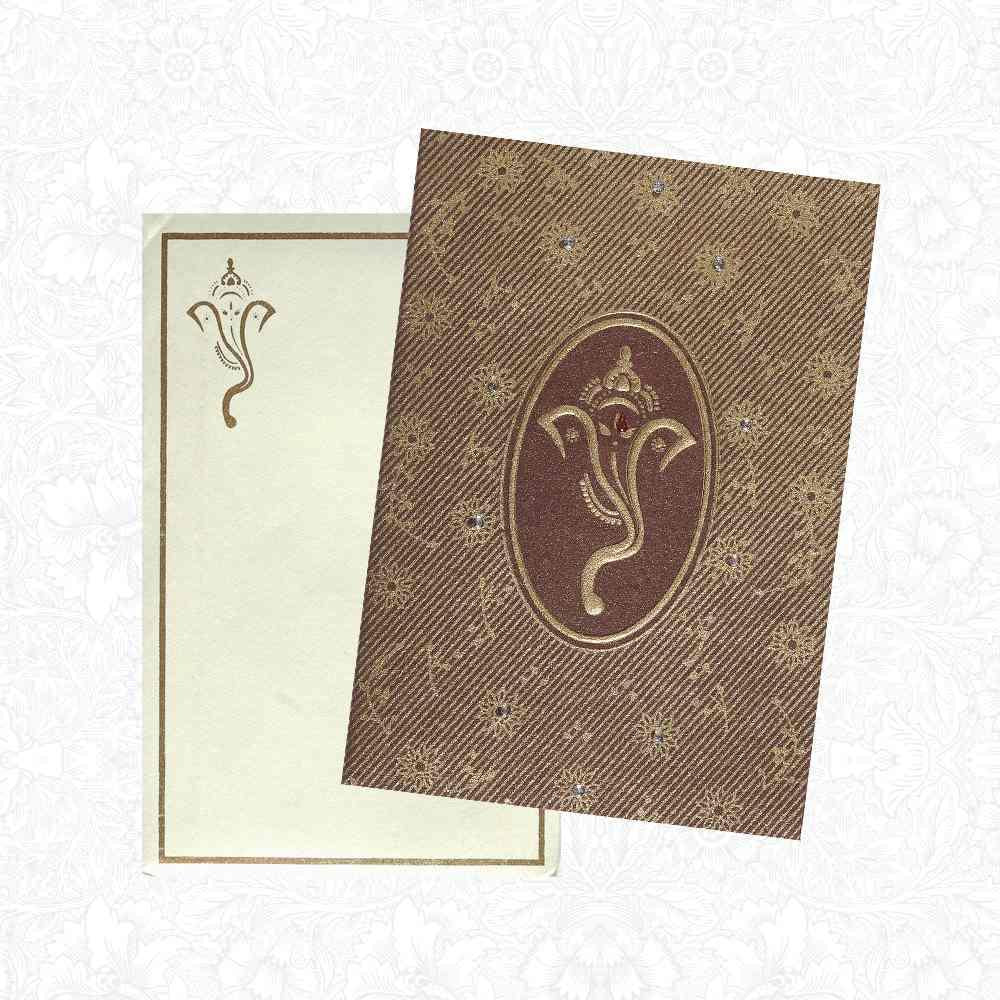 Swarna Ganesha Handmade With Personal Wedding Invitation Card-KNK2657-King of Cards