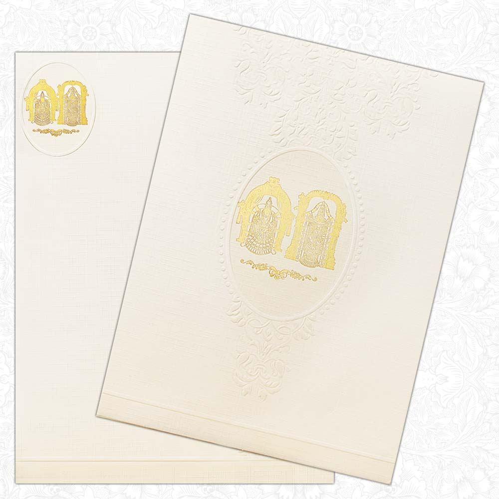 Pristine White Shading With Balaji Padhmavathi Wedding Card - KNK2700