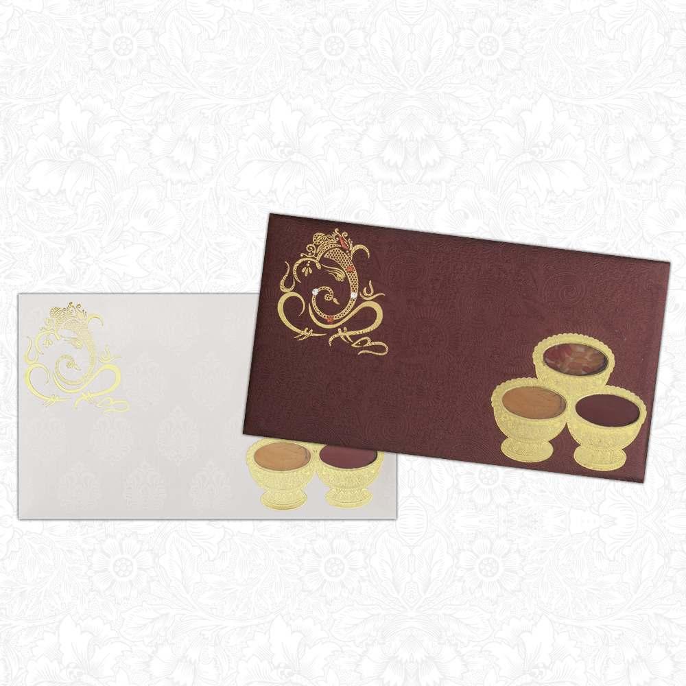 Invitation Card - Evergreen Maroon Personal Wedding Card-KNK2711-King of Cards