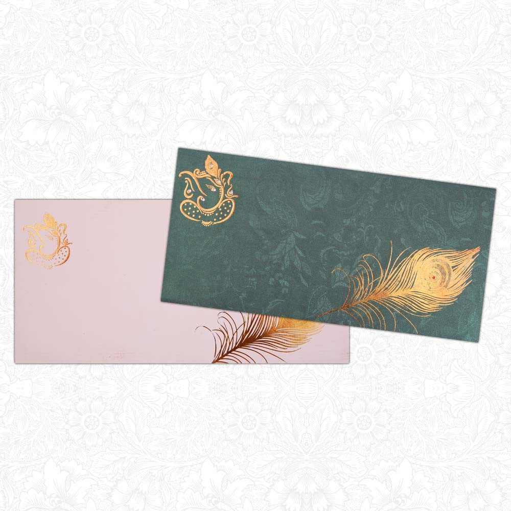 Invitation Card - Mystique Ganesh Card in blue and Gold - KNK2727