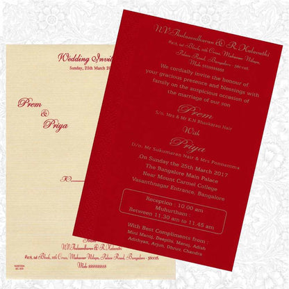 Red Single Sheet Cream Cover Invitation-King of Cards