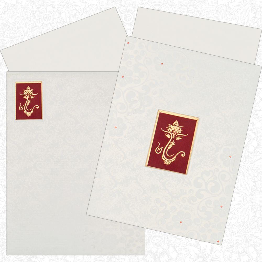 White Ganesha Invitation Card-KNK2877
