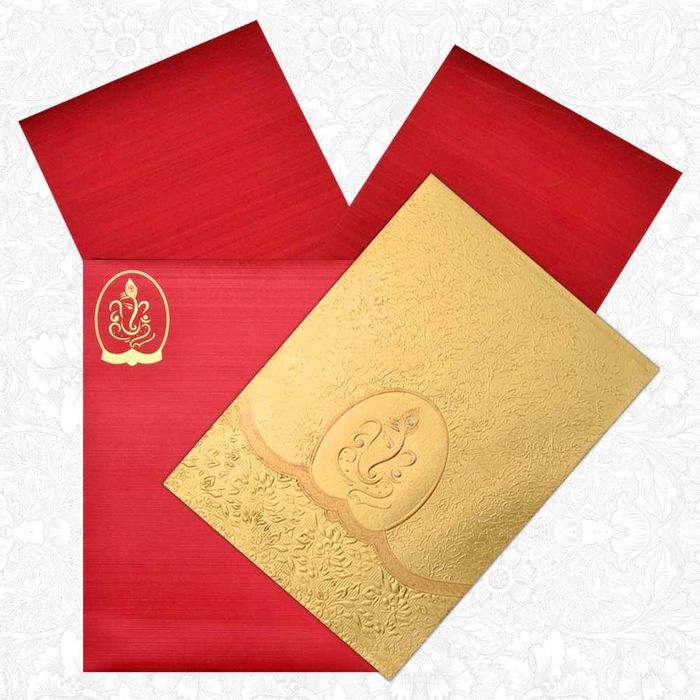 Eye-Catching Gold Shaded Ganesha Wedding Card - KNK2926-King of Cards