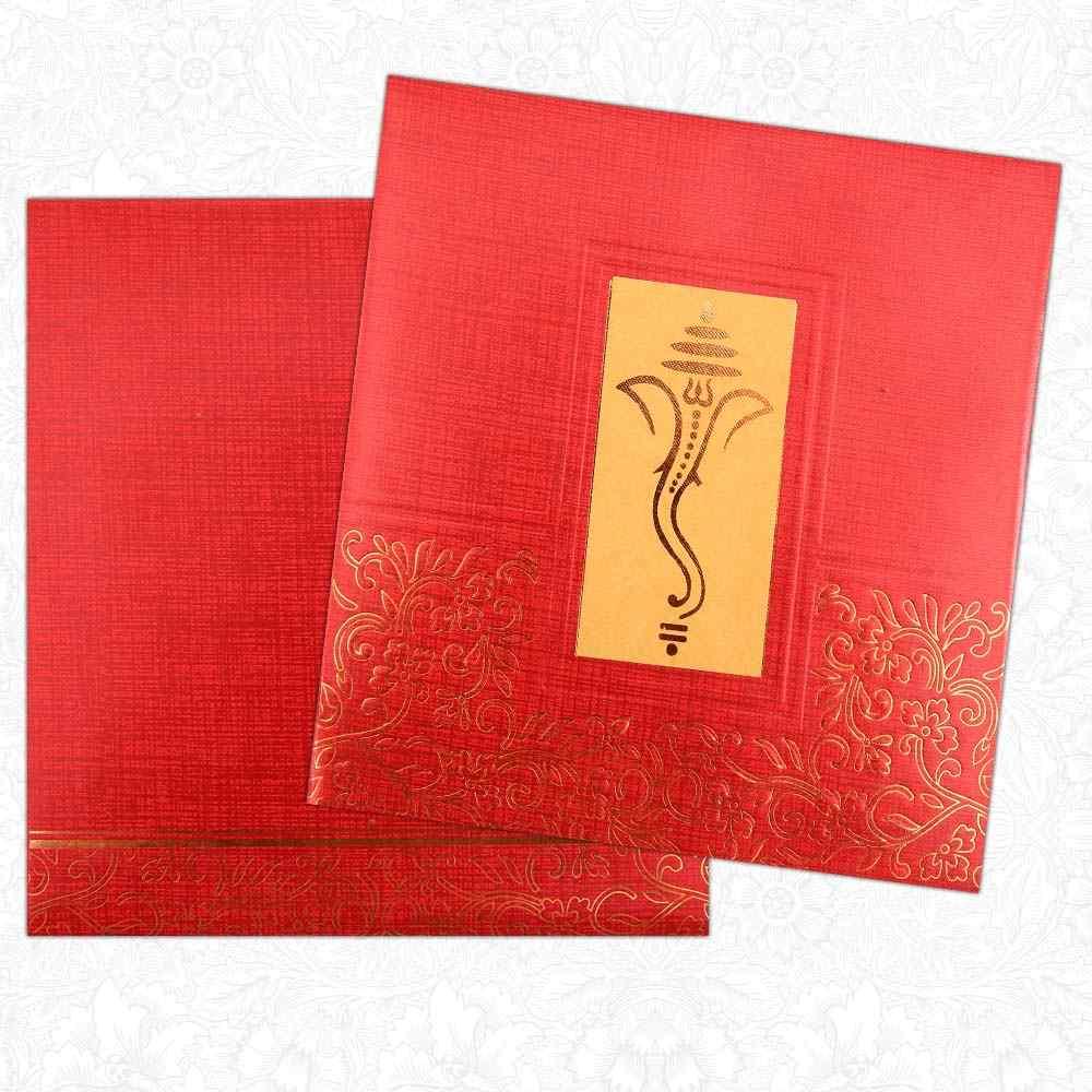 Invitation Card - Opulence defining Rich Red Ganesha card - KNK3056-King of Cards