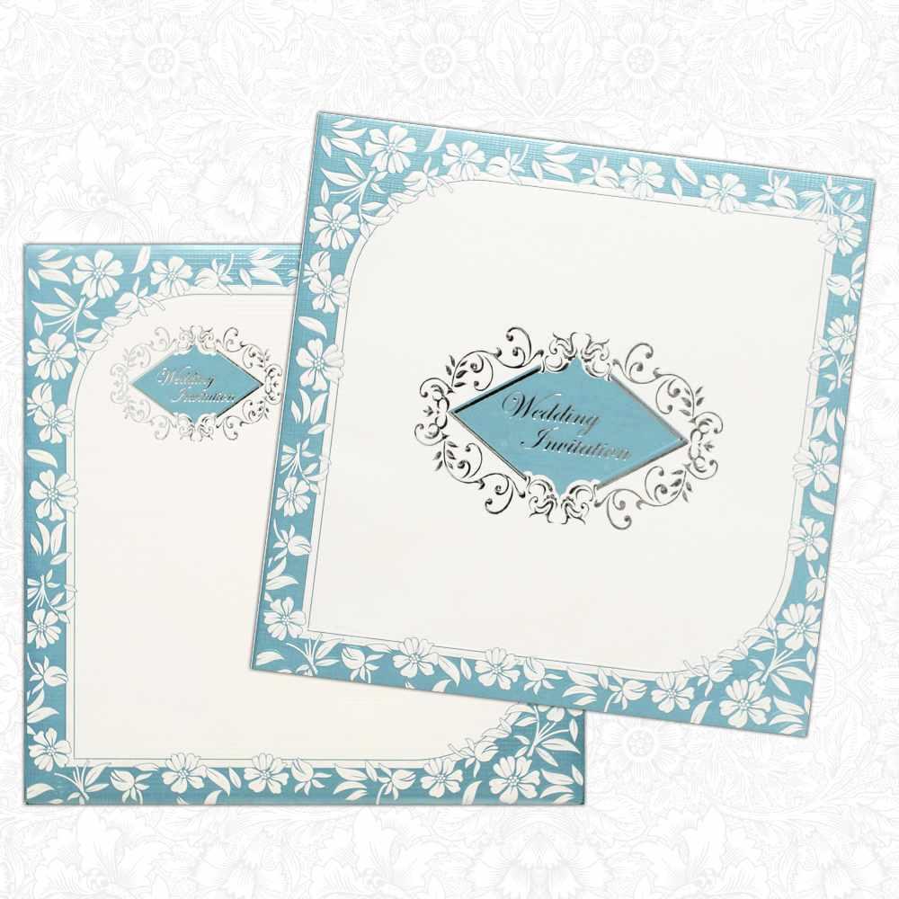 Invitation Card - Spellbinding Blue-Silver Silky Wedding Invitation Card-KNK3059