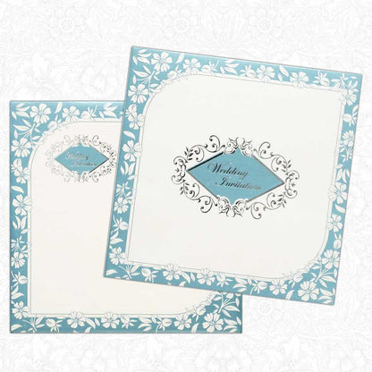 Invitation Card - Spellbinding Blue-Silver Silky Wedding Invitation Card-KNK3059