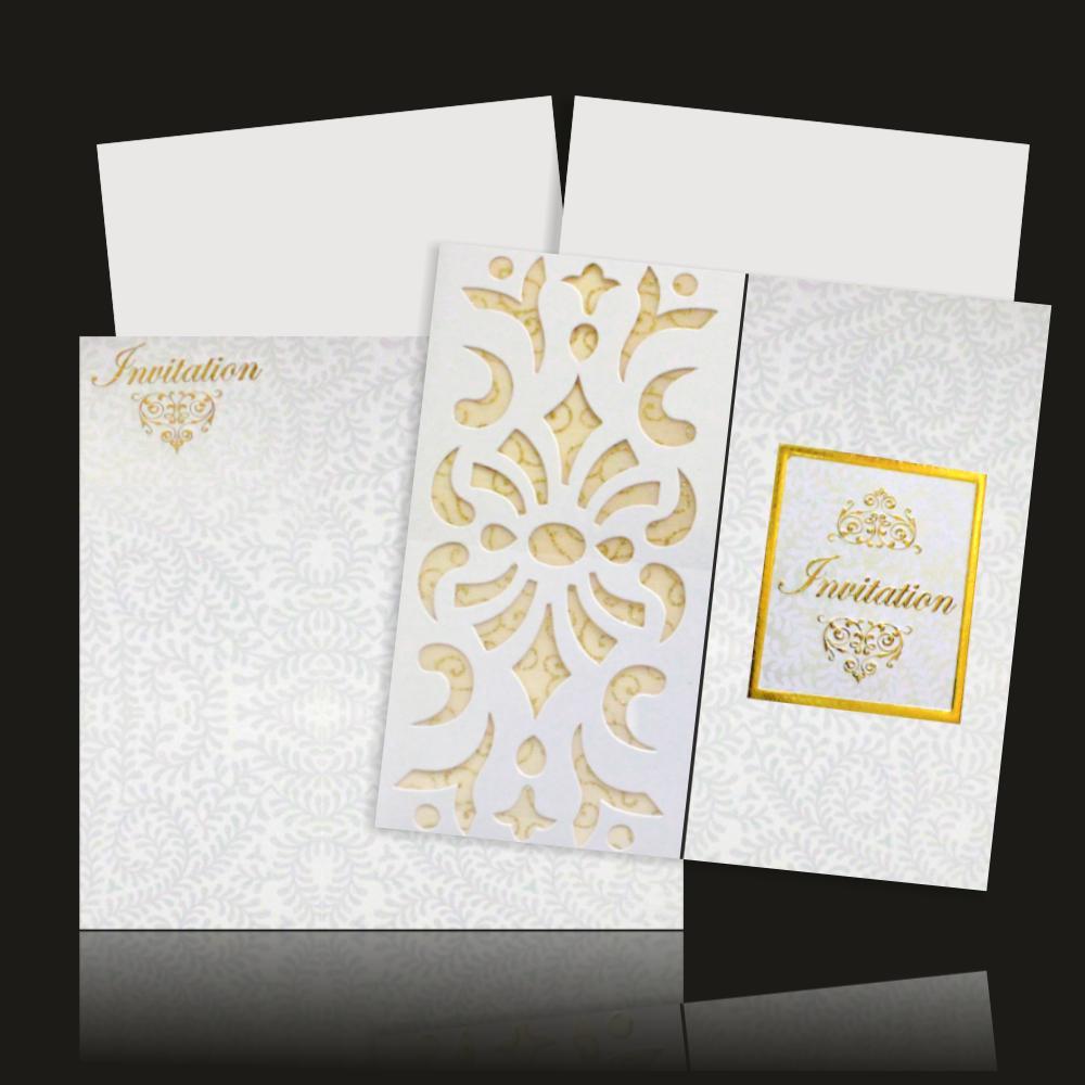 Elegant White Flower Laser Cut Wedding Card -  KNK30621