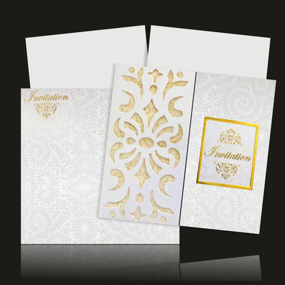 Elegant White Flower Laser Cut Wedding Card -  KNK30621