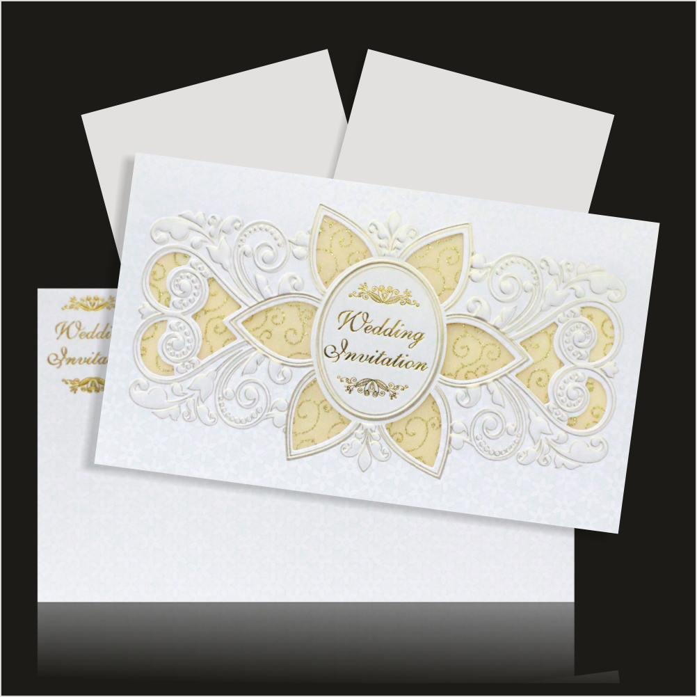 Enchanting Flower Cut Design With White Shading Wedding Card - KNK30661