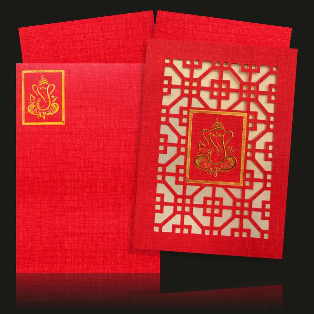 Charming Cream Shading With Laser Cut Design Wedding Card