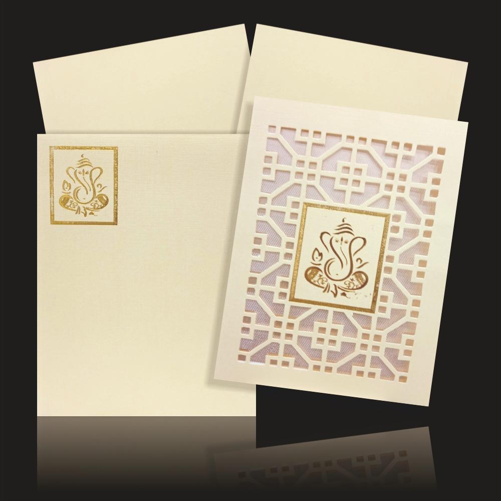 Charming Cream Shading With Laser Cut Design Wedding Card