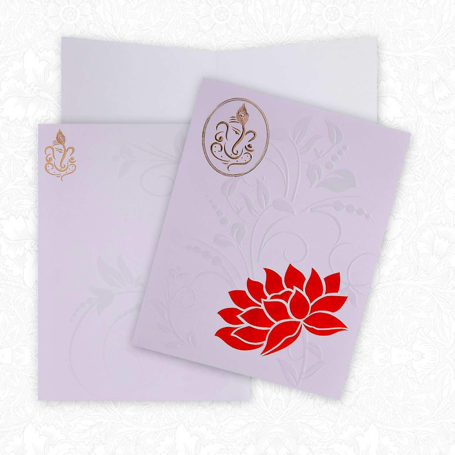 Beautiful Red Floral Theme Wedding Card - KNK3145