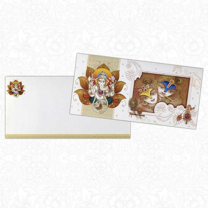 White Radha Krishna Invitation-KNK3164