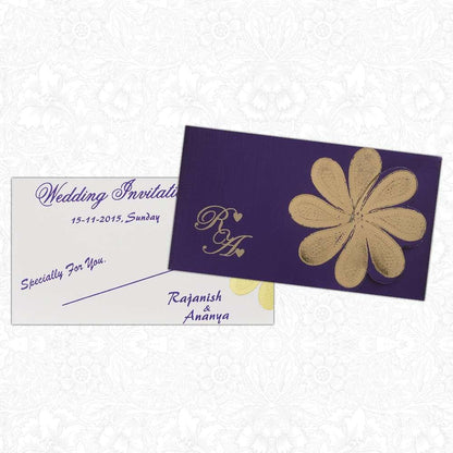 Invitation Card - Violet Floral Personal Wedding Invitation Card-KNK3166-King of Cards