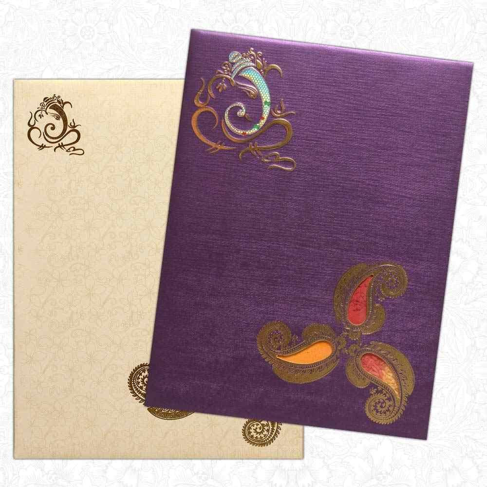 Invitation Card - Grand Purple Akshata Invitation Card-KNK3171