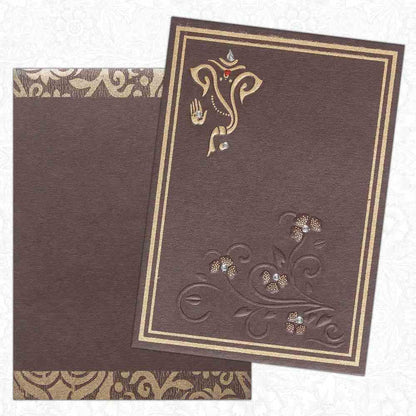 Invitation Card - Divine Classic Brown Ganesha Invitation Card-KNK3223
