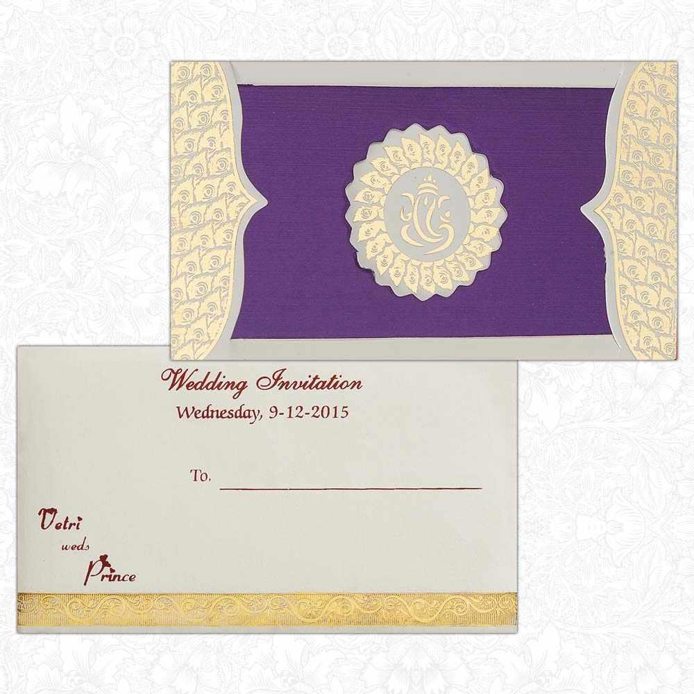 Invitation Card - Violet Ganesha Wedding Invitation Card-KNK3326-King of Cards