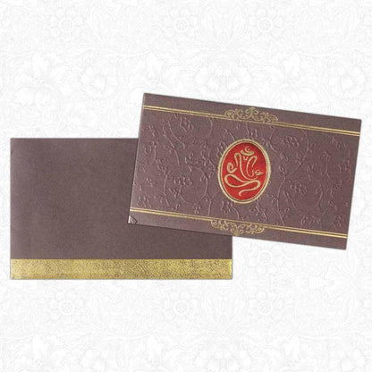 Invitation Card - Devout Golden Ganesh Designer Card-KNK3387-King of Cards